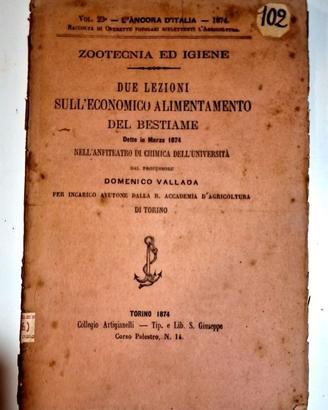 Libro Antico 1874 Zootecnia Alimentazione Bestiame