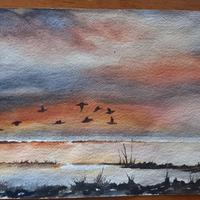 migrazione. dipinto con acquerelli.