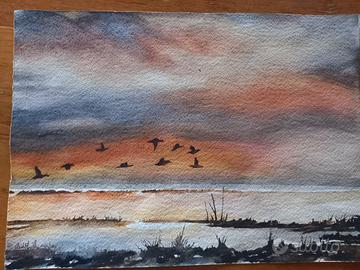 migrazione. dipinto con acquerelli.