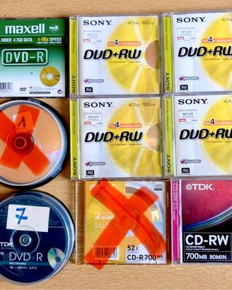 13 Nuovi DVD + RW CD RW 4.7GB Sony TDK Maxell