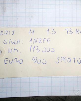 Motore toyota yaris 1nrfe 1.3 73kw