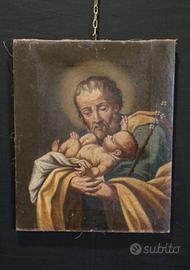 olio su tela S. Giuseppe Gesù prima tela '600