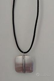 Collana Breil acciaio satinato cordino cuoio