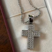 ORIGINALE COLLANA CON CROCE ORO BIANCO E DIAMANTI