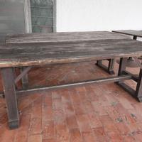 Tavoli da esterno rustici in legno robusti 210x80