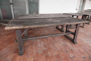 Tavoli da esterno rustici in legno robusti 210x80