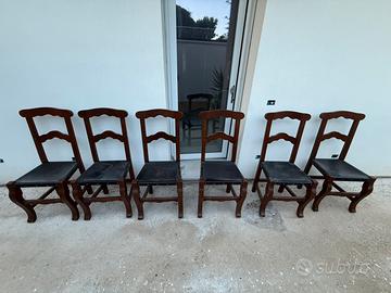 6 sedie legno massello stile medievale/arte povera