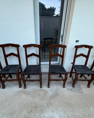 6 sedie legno massello stile medievale/arte povera