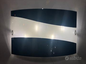 Lampada soffitto vetro curvo nero/bianco