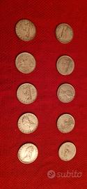 10 monete da 500 lire argento 