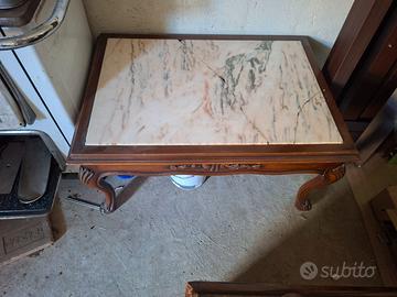 Tavolino in legno e marmo