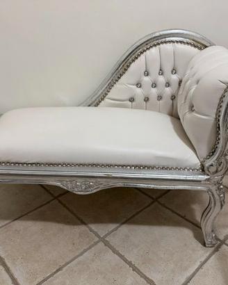 Divanetto/ Panca Argento Ecopelle stile barocco