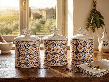 Set 3 barattoli in ceramica da cucina nuovi