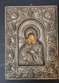 Icona Bizantina Madonna dela tenerezza argento 950