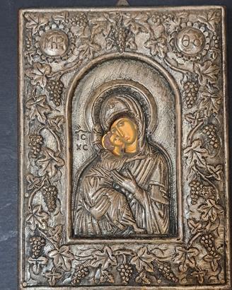 Icona Bizantina Madonna dela tenerezza argento 950