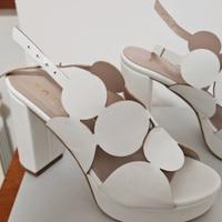 Sandali con plateau bianchi "Barca" in pelle