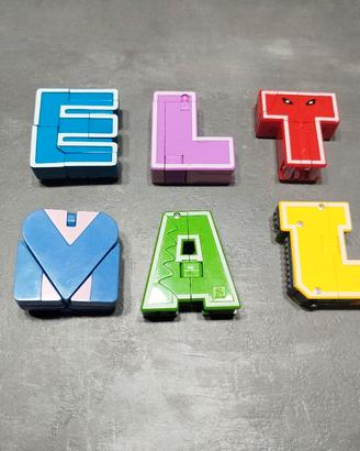 Lotto 6 lettere trasformabili in animali/robot