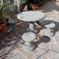Panchina,Tavolo Rotondo e 4 Sgabelli