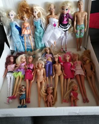 Lotto 18 bambole Barbie Elsa Winx Ken