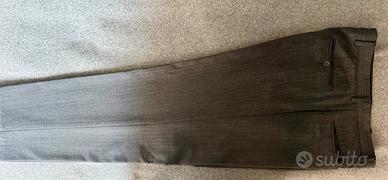 Pantalone grigio a righe in lana