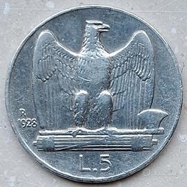 moneta lire 5 argento 1928