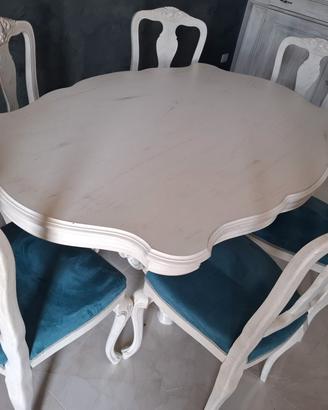 Tavolo + 6 sedie stile shabby