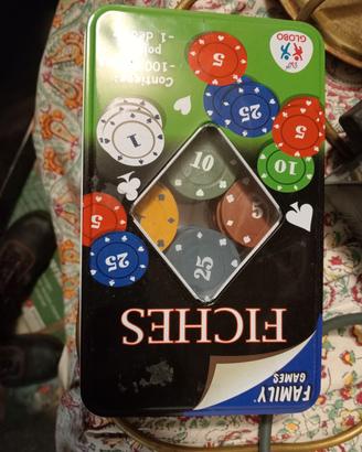 Set 100 fiches poker in scatola metallo