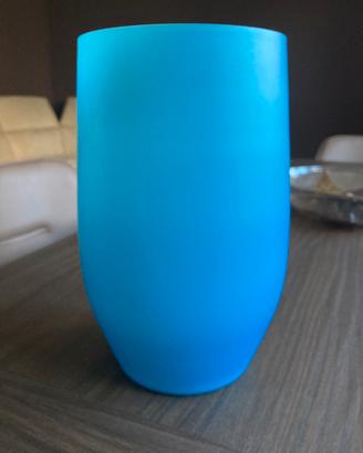 Vaso cilindrico in vetro incamiciato e satinato