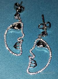 orecchini luna e strass