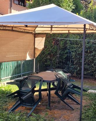 gazebo  3x3 tavolo 4 sedie