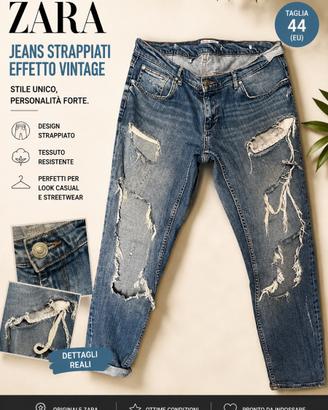 Jeans Zara Donna Denim Strappati