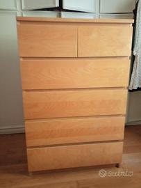 Cassettiera Malm Ikea 6 cassetti rovere