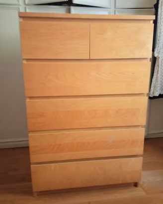 Cassettiera Malm Ikea 6 cassetti rovere