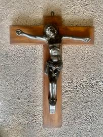 Imponente Crocifisso Legno e Bronzo 76x56 cm