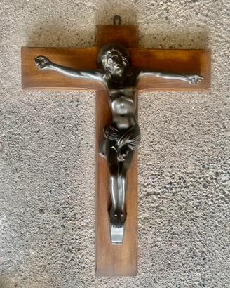 Imponente Crocifisso Legno e Bronzo 76x56 cm
