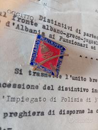 (1329) - Raro Documento con Distintivo (1944)