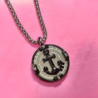 Collana uomo acciaio ancora mare con 3 zirconi