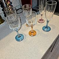 Set 18 pezzi Calici Vetro Gambo Colorato