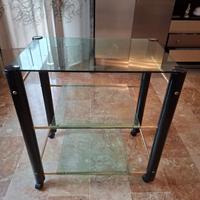Carrello televisore in vetro e metallo