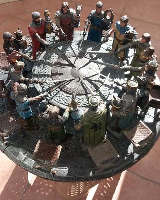 Tavola Rotonda Re Artù in resina bronzata