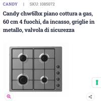 piano cottura candy 4 fuochi