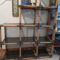 Libreria in bambù ottone vetri