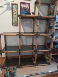 Libreria in bambù ottone vetri