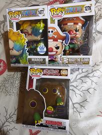 Lotto Funko Pop One Piece Marco, Buggy, Kuriboh