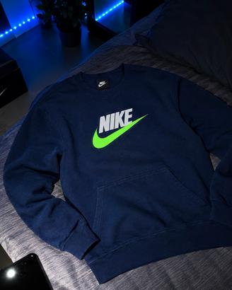 Felpa Nike Blu Navy con Swoosh Verde Fluo 💙💚