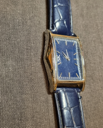 Orologio quadrante rettangolare blu