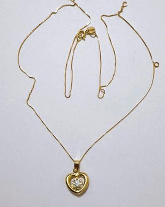 Collana punto luce a cuore in oro giallo 18kt 750