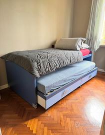 Letto a cassetto signoli + 2 cassetti contenitivi