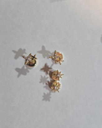 Set 3 Paia Orecchini Argento 925 Stella Luna Sole