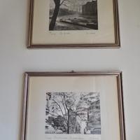 Quadri serigrafie su seta di D'Amico,vedute Parigi